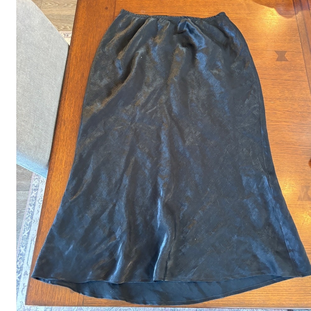Venezia Jeans Black Shimmer Midi Skirt Elastic Lace Waist Plus Size 18/20